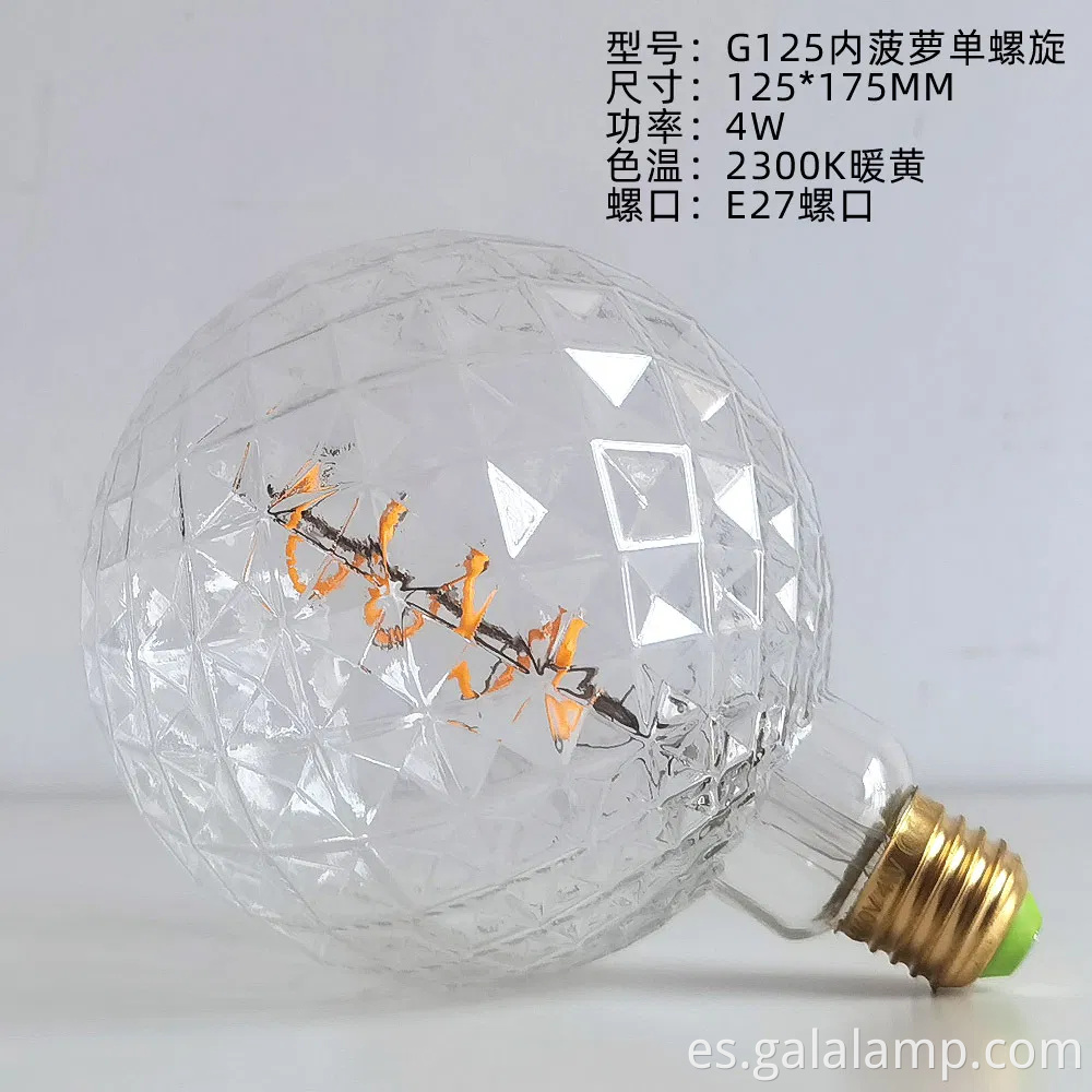 Lámpara decorativa de filamento de LED ámbar de forma grande de forma círculo